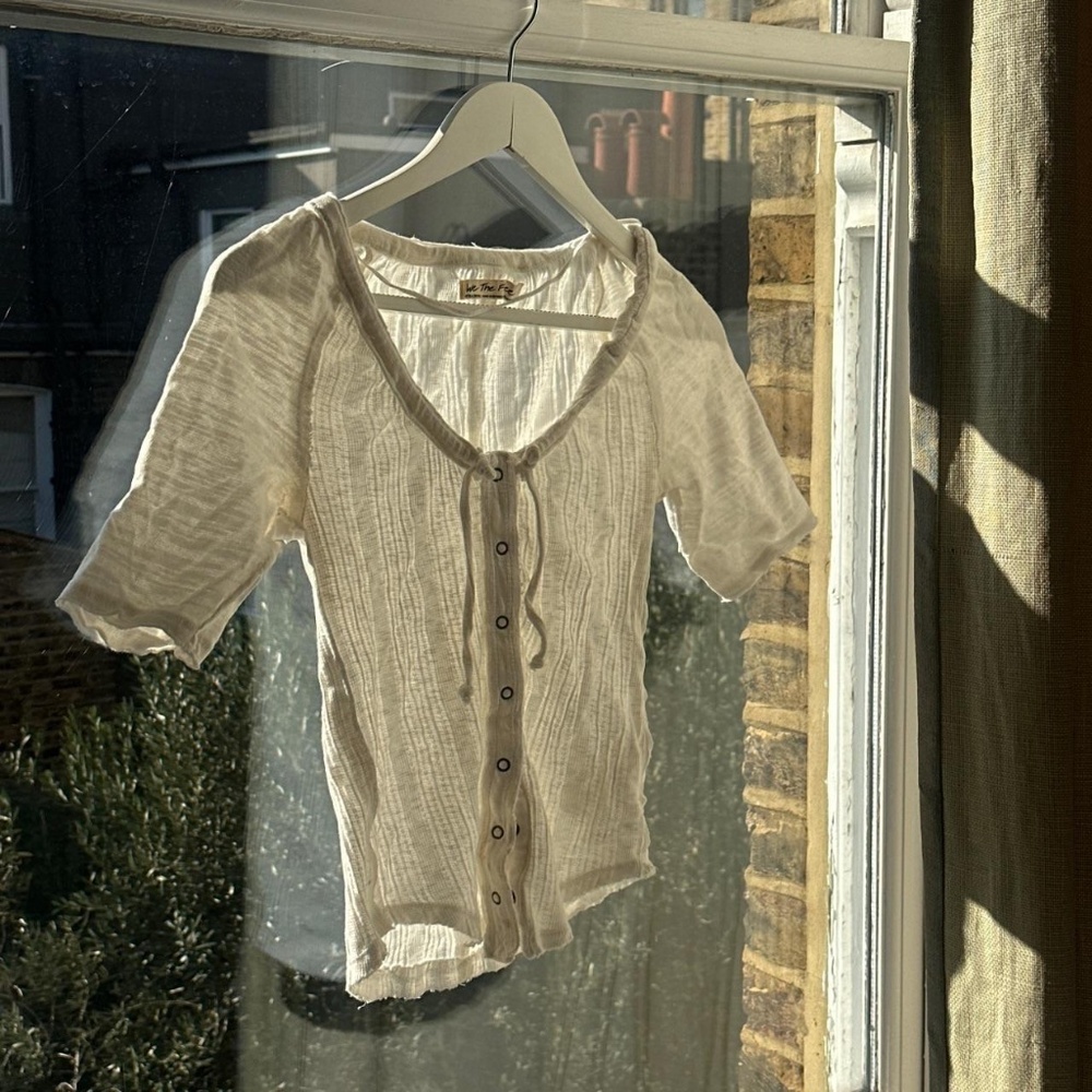 Free People Women's White and Cream Shirt